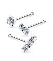 3 Silver Nose Stud Sets NSK-SET-1108